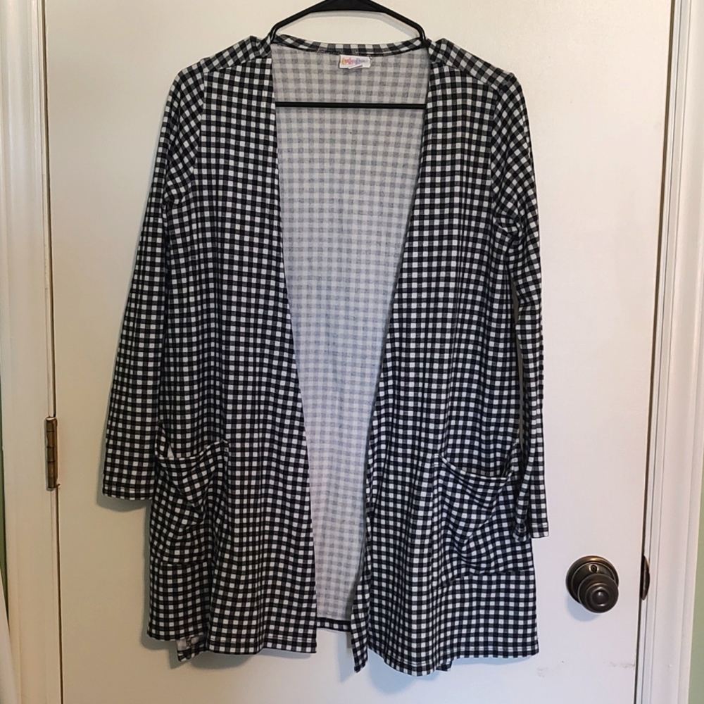 LulaRoe Black Gingham Long Sleeve Cardigan